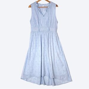 Old Navy Blue Eyelet Smocked Waist Midi Dress Womens Size L Sleeveless V Neck